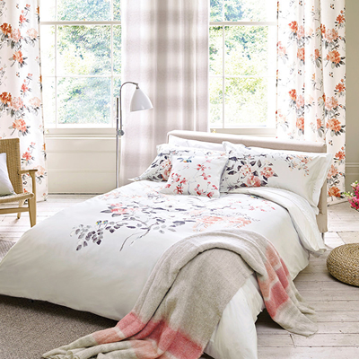 Sanderson Magnolia & Blossom Coral Bed Linen