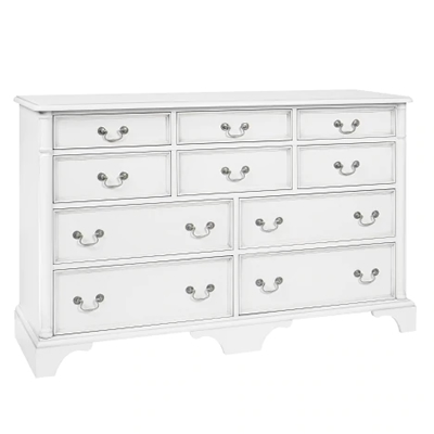 10 Drawer White Wood Chateau Style Chest of Drawers