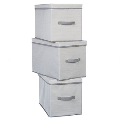 3 Stackable Large Lidded Grey Storage Boxes