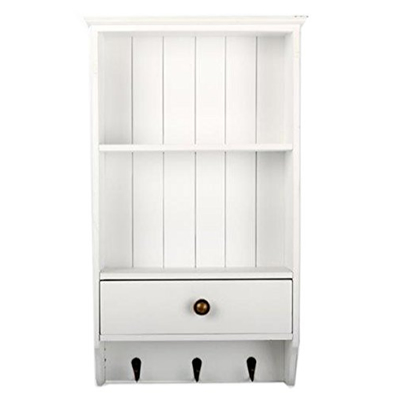 Simple Drawer and Hooks White Kitchen Shelf, Country Cottage