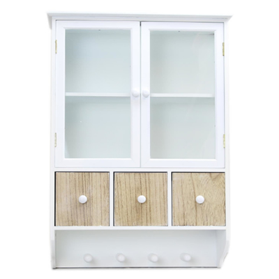 Kitchen Wall Cabinet in a Country Style, Drawers, Glazed Doors