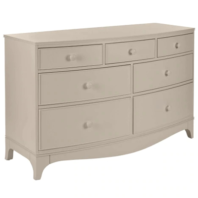 French Grey 7 Drawer Curved Chest of Drawers