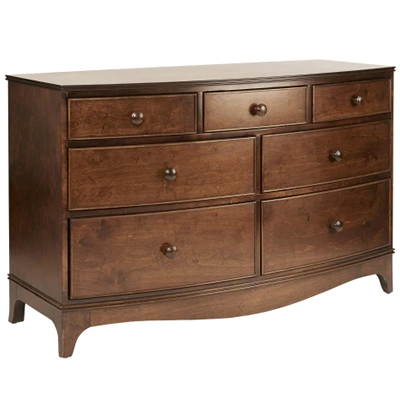 Curved Elegant 7 Drawer Dark Wood Chest of Drawers