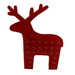 Christmas Gisela Graham Red Wooden Reindeer Advent Calendar with Drawers