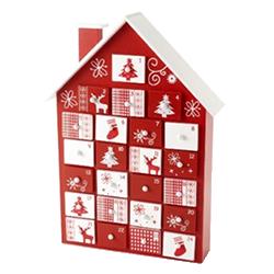 Christmas Scandinavian Wooden House Advent Calendar in Red & White