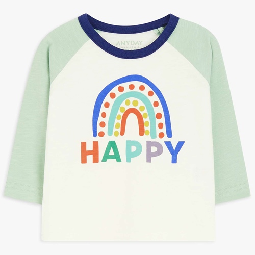 Baby Happy Rainbow Raglan Sleeve Top, Multi Coloured