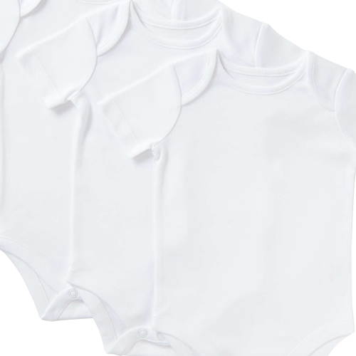 Baby Pima Cotton Short Sleeve Bodysuit, Pack of 3, White