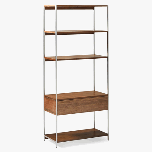 . west elm Zane Bookcase, Brown / Brushed Nickel