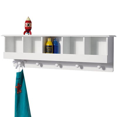 Childrens Wall Storage Shelf with Hanging Hooks