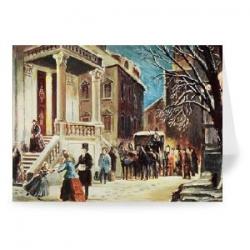 Christmas Card Dickensian, Victorian - Arrival at the Christmas Party