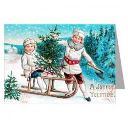 Christmas Card Dickensian, Victorian - Victorian Children Picking out the Christmas Tree