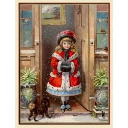 Christmas Card Dickensian, Victorian - Girl in the Doorway