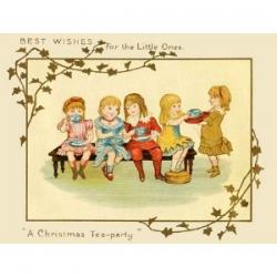 Christmas Card Dickensian, Victorian - Tea Party For The Little Ones