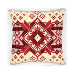 Christmas Cushion ~ Nordic / Scandinavian Red & White Cross Stitch Cushion