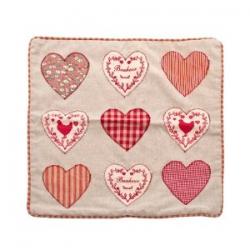 Christmas Cushion ~ Gingham Heart Cushion Cover With Hearts / Hens / Chickens