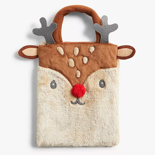 . Faux Fur Rudolph Gift Bag