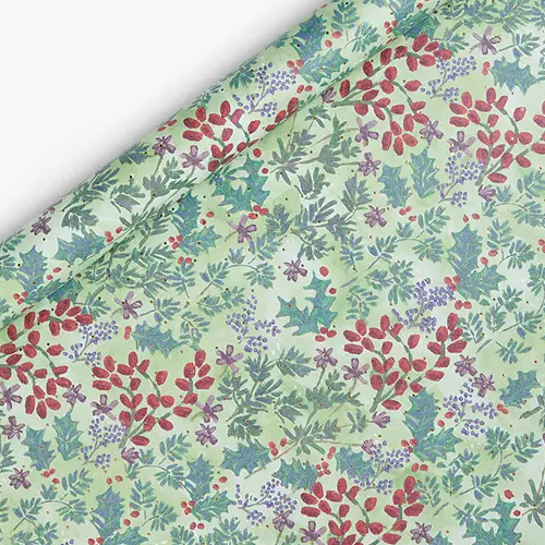 . Festive Field Foliage and Berries Gift Wrap, L3m