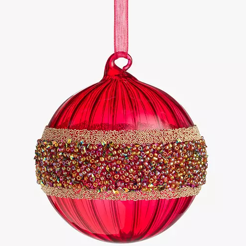 . Christmas Gemstone Forest Beaded Band Bauble, Pink