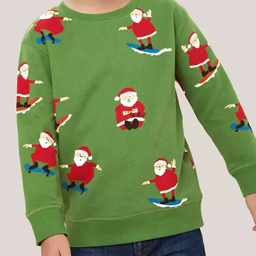 Kids' Christmas Santa Sweater, Green