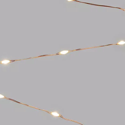 . 40 Battery Operated LED Lights, Copper Wire / Pure White, L2.5m