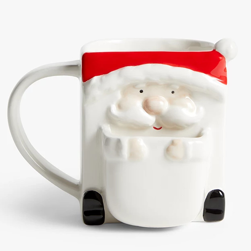 Christmas 3D Santa Mug & Biscuit Holder, 400ml, Red / White