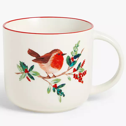 Christmas Field Robin Fine China Mug, 396ml, Red
