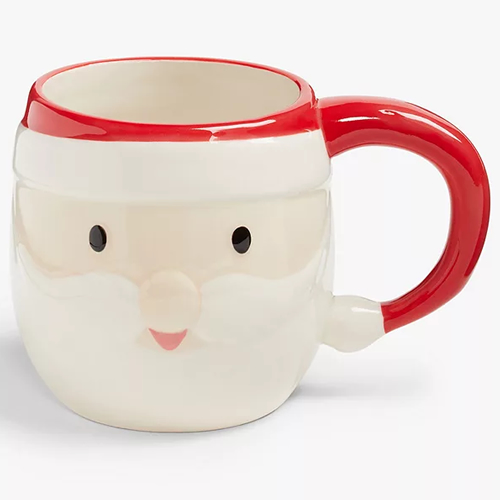 Christmas Santa Stoneware Mug, 400ml, White / Red