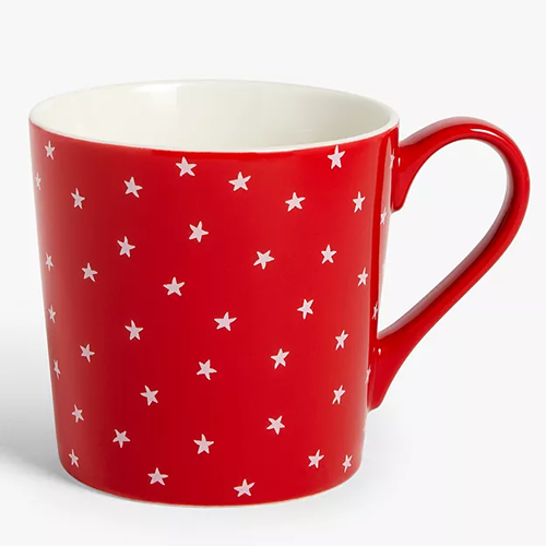 Christmas Stars Fine China Mug, 294ml, Red