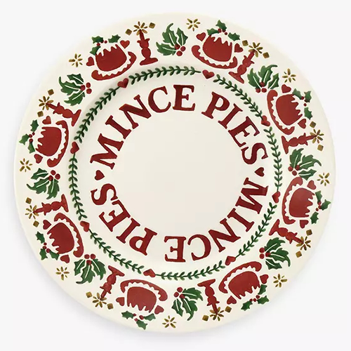 Emma Bridgewater Christmas Joy Mince Pie Plate, 21.9cm, Red / Multi