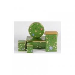 Christmas Cake Tins ~ Set of 3 Rectangular Green with Pretty Stars