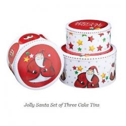 Christmas Cake Tins ~ Jolly Red Santa Set of 3