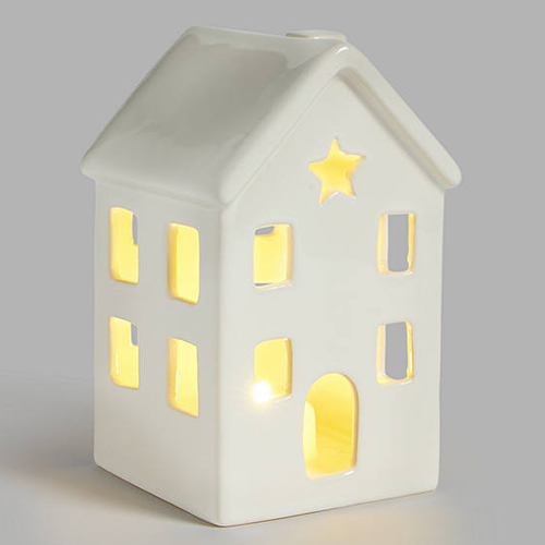 . Ceramic House LED Light, White