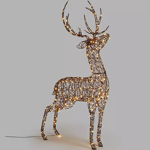 . Standing Stag Twinkling LED Lit Figure, Brown