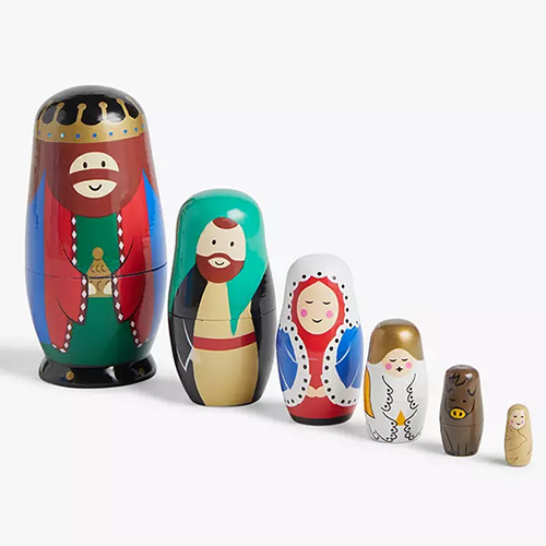 . Technicolour Supernature Nativity Russian Dolls, Set of 6