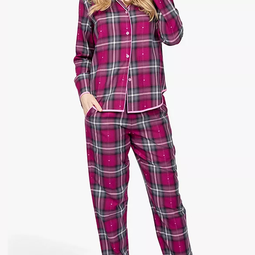 Cyberjammies Dobby Hearts Check Pyjama Set, Pink Mix