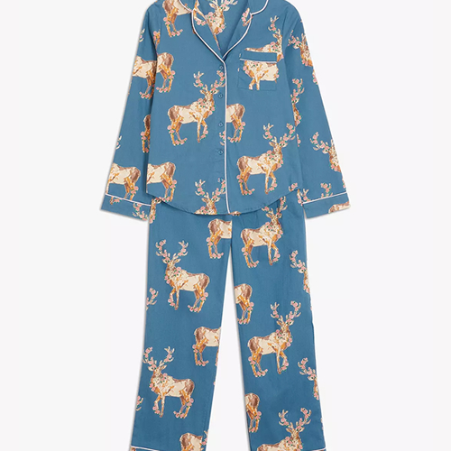 Their Nib Stag Cotton Rose Pyjamas, Blue