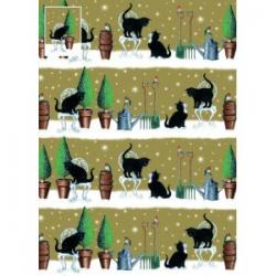 Christmas Luxury Wrapping Paper ~ Snow Garden Cats