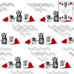Christmas Luxury Wrapping Paper ~ Cats in Red Christmas Hats