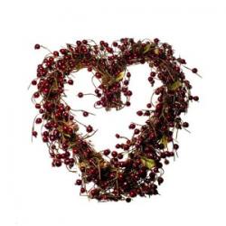 Red Berries & Twig Christmas Heart Wreath by Gisela Graham
