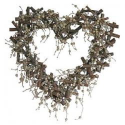 Pearls & Twigs Christmas Heart Wreath