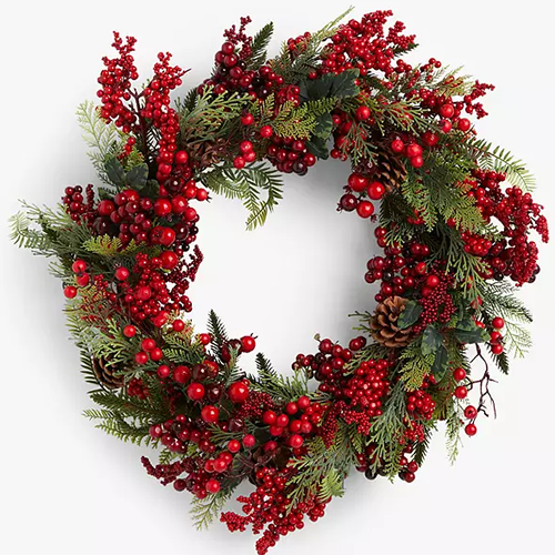 . Festive Field Berry Wreath with Leaves
