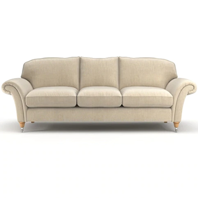 Classic Upholstered Three Seater Comfortable Period Sofa with Feet - Available in A Range of Colours and Finishes