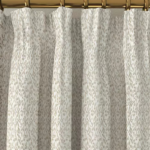 Ivy Leaf Pair Lined Pencil Pleat Curtains, Putty