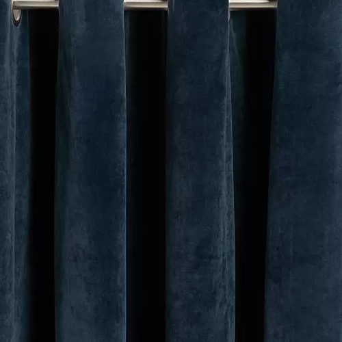 Velvet Pair Lined Eyelet Curtains, Navy, W167 x Drop 137cm, Blue
