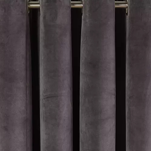 Velvet Pair Lined Eyelet Curtains, Steel, W167 x Drop 137cm, Dark Grey