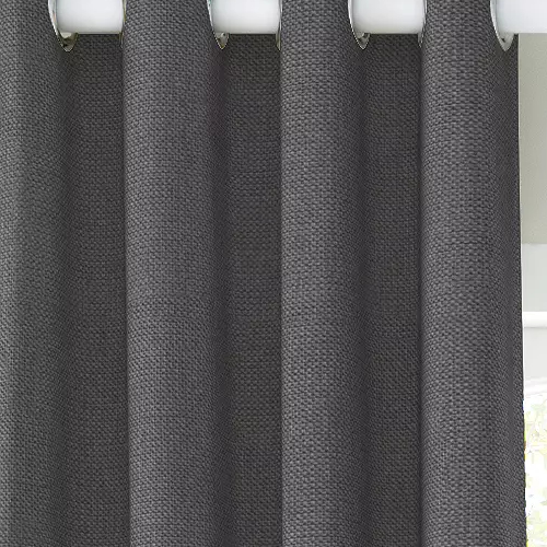 Basket Weave Pair Blackout Lined Eyelet Curtains, Grey, W228 x Drop 137cm