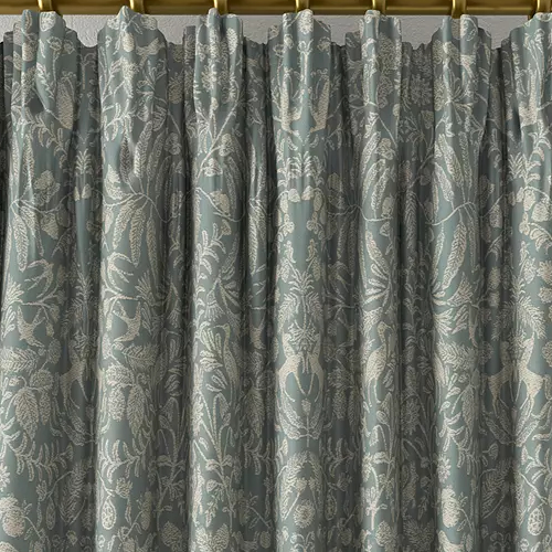 Woodland Fable Print Pair Lined Pencil Pleat Curtains, Sage