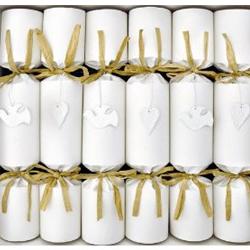 Christmas Crackers ~ White Natural Shabby Chic Crackers Rustic Doves & Hearts