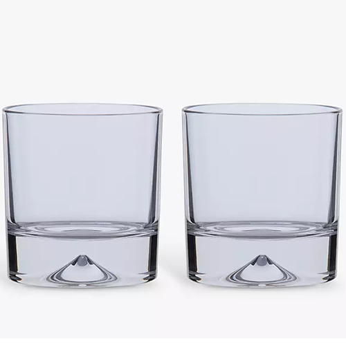 . Dartington Crystal Dimple Double Old Fashioned Whiskey Glasses, Set of 2, 285ml