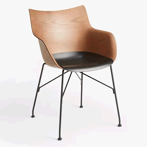 Philippe Starck for Kartell Q/Wood Dining Armchair, Brown / Black